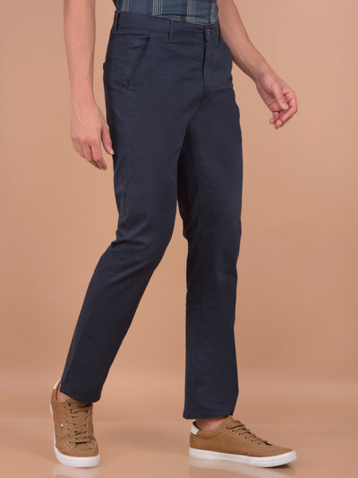 Navy Blue Straight Trousers-Men Trousers-Crimsoune Club