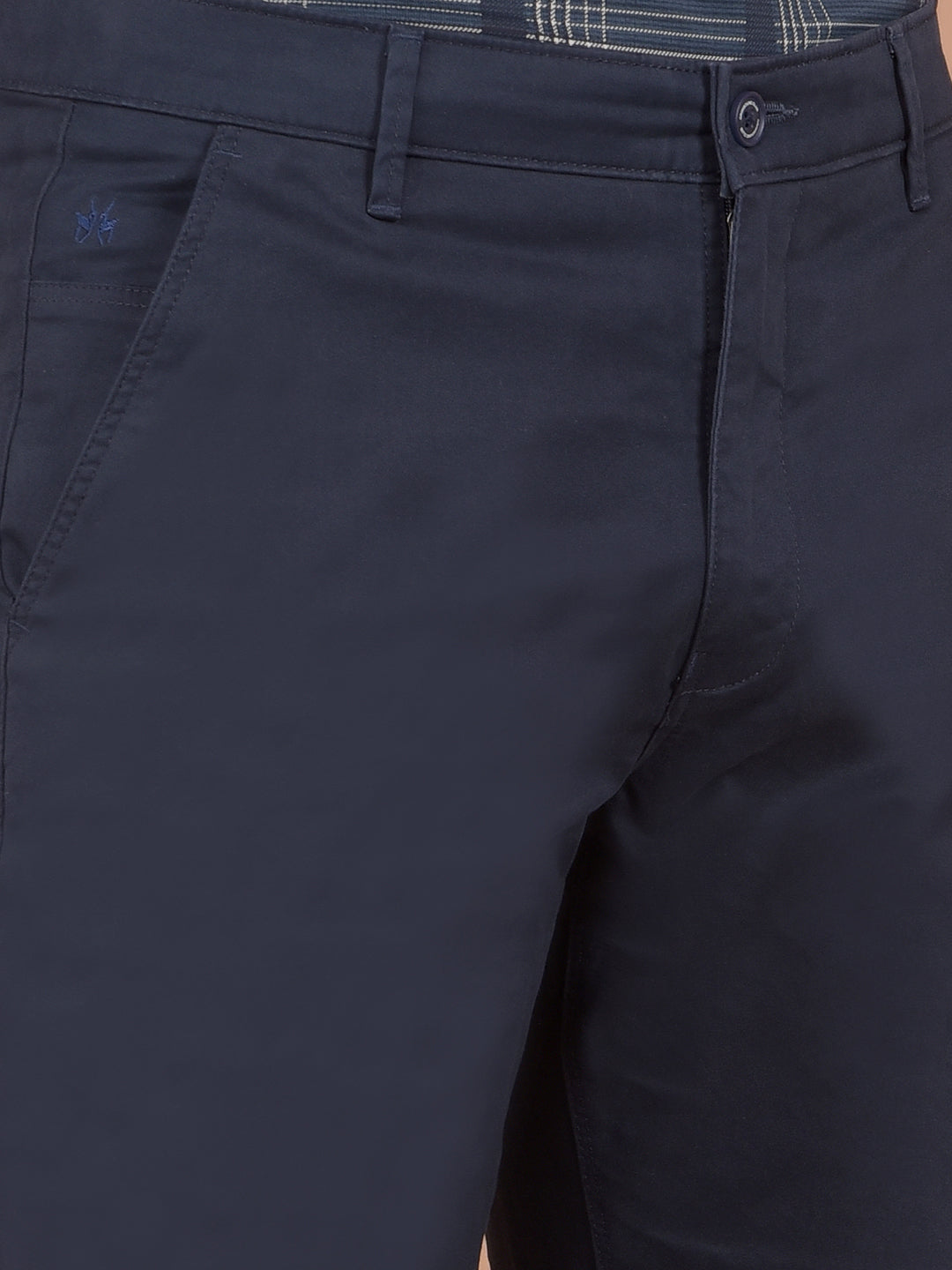 Navy Blue Straight Trousers-Men Trousers-Crimsoune Club