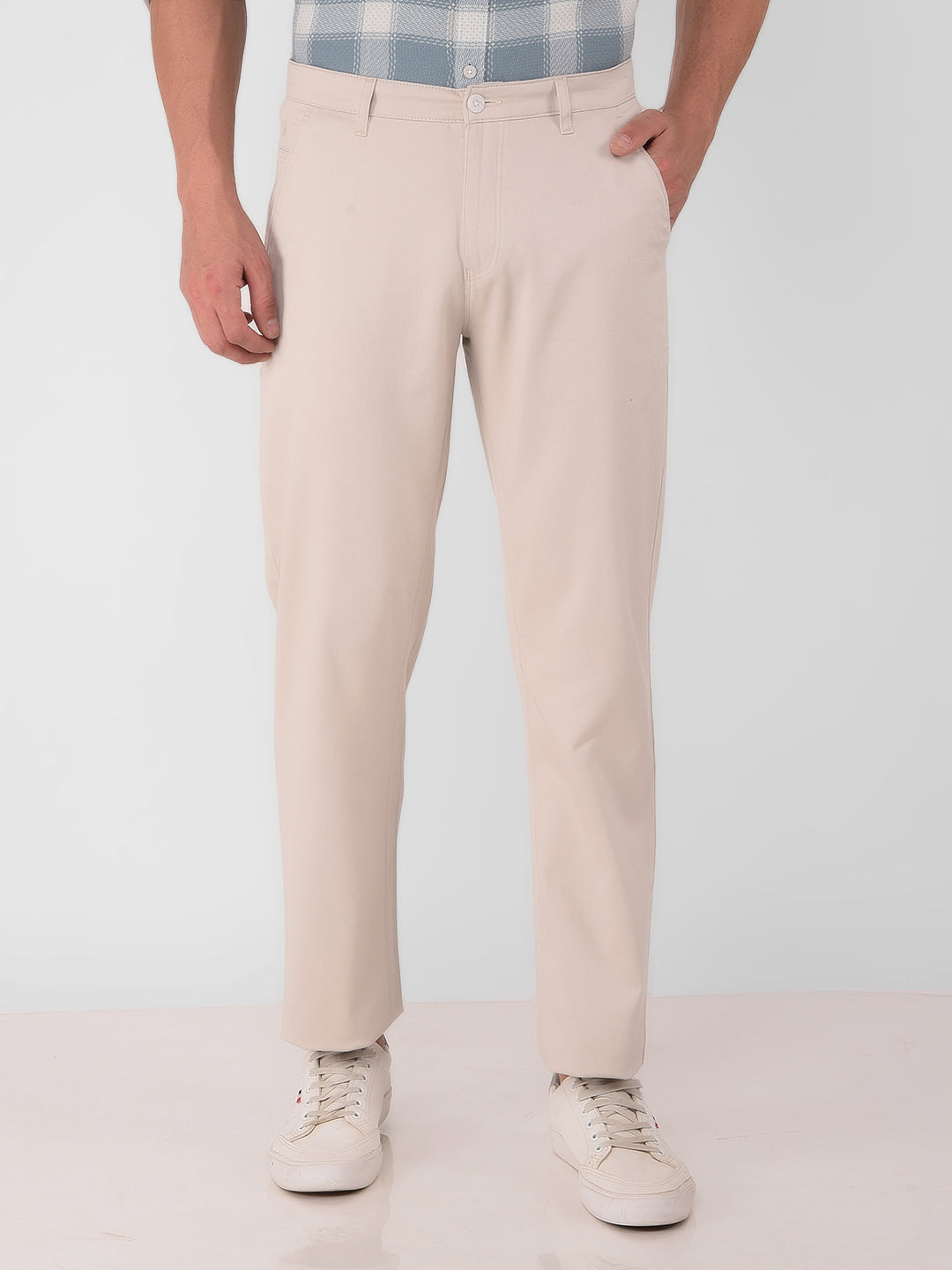 Beige Straight Trousers-Men Trousers-Crimsoune Club