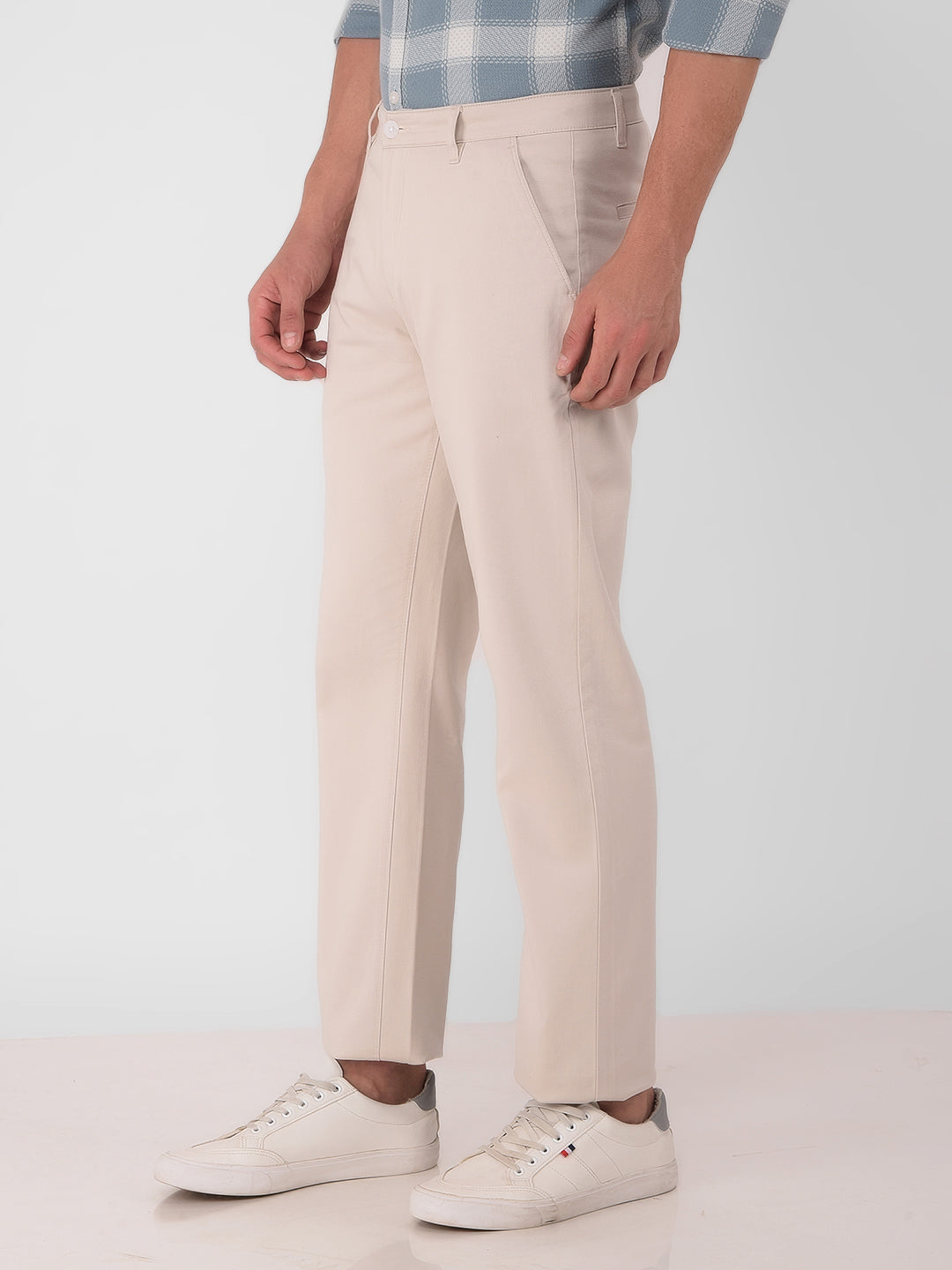 Beige Straight Trousers-Men Trousers-Crimsoune Club