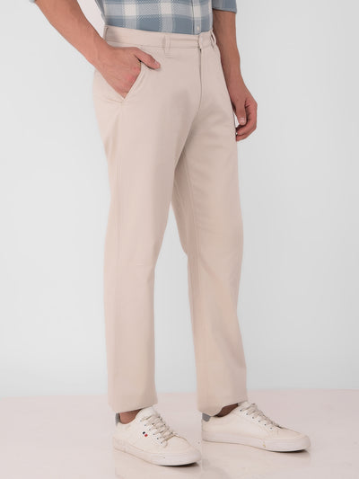 Beige Straight Trousers-Men Trousers-Crimsoune Club