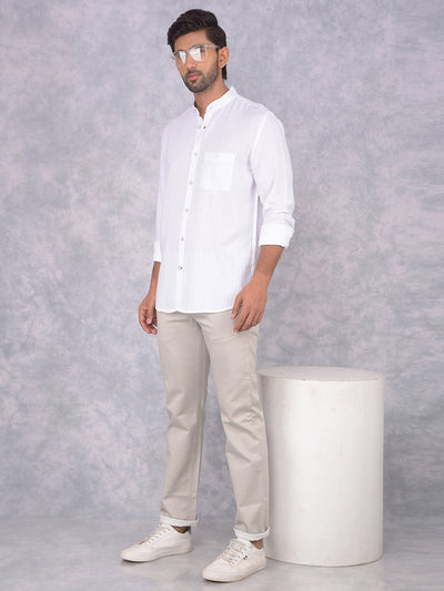 Cream Straight Trousers-Men Trousers-Crimsoune Club