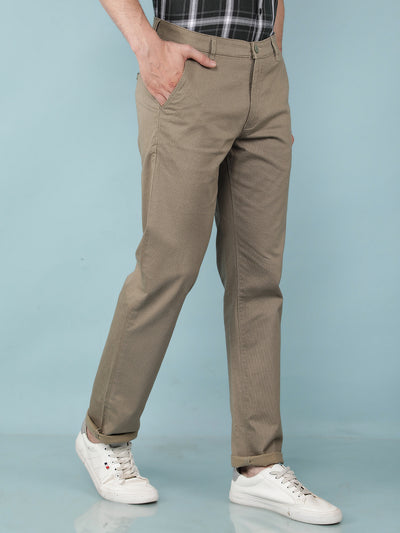 Olive Printed Chinos Straight Trousers-Men Trousers-Crimsoune Club