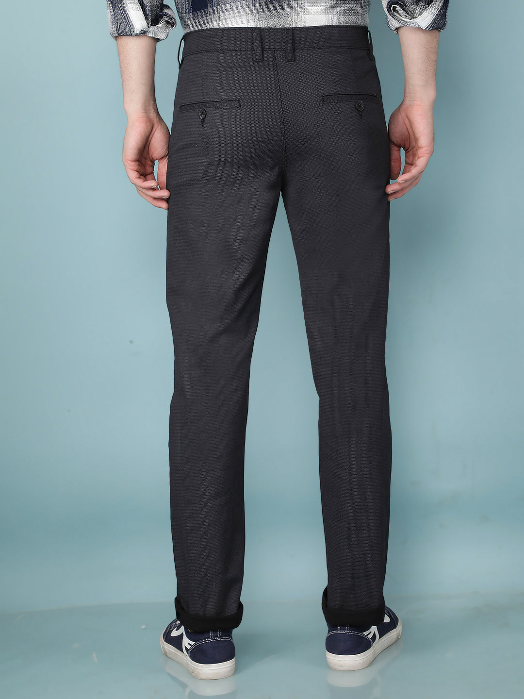 Black Printed Chinos Straight Trousers-Men Trousers-Crimsoune Club