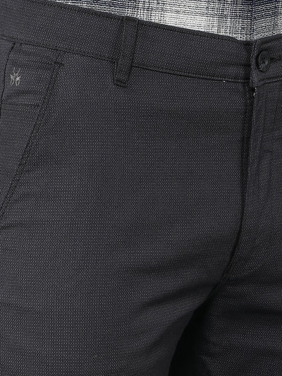 Black Printed Chinos Straight Trousers-Men Trousers-Crimsoune Club