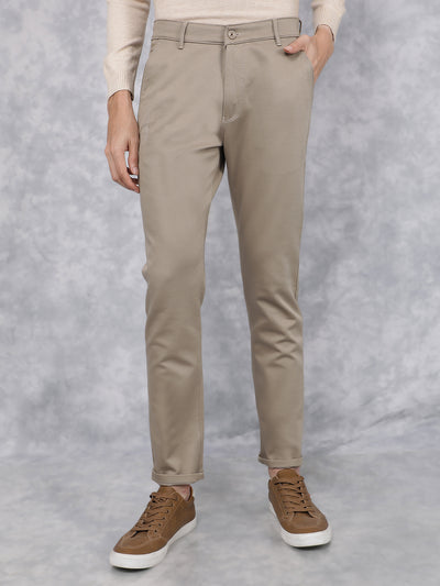 Khaki Dobby Trousers-Men Trousers-Crimsoune Club