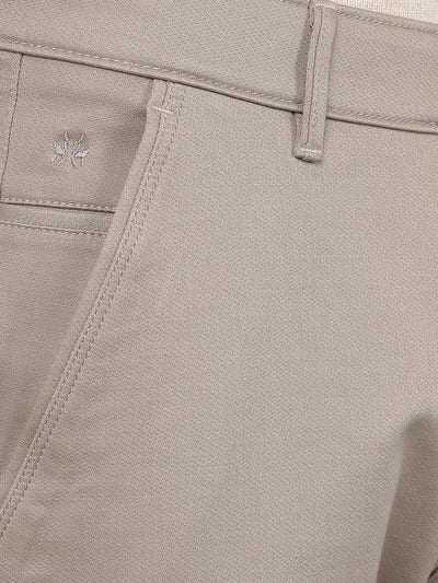 Khaki Dobby Trousers-Men Trousers-Crimsoune Club