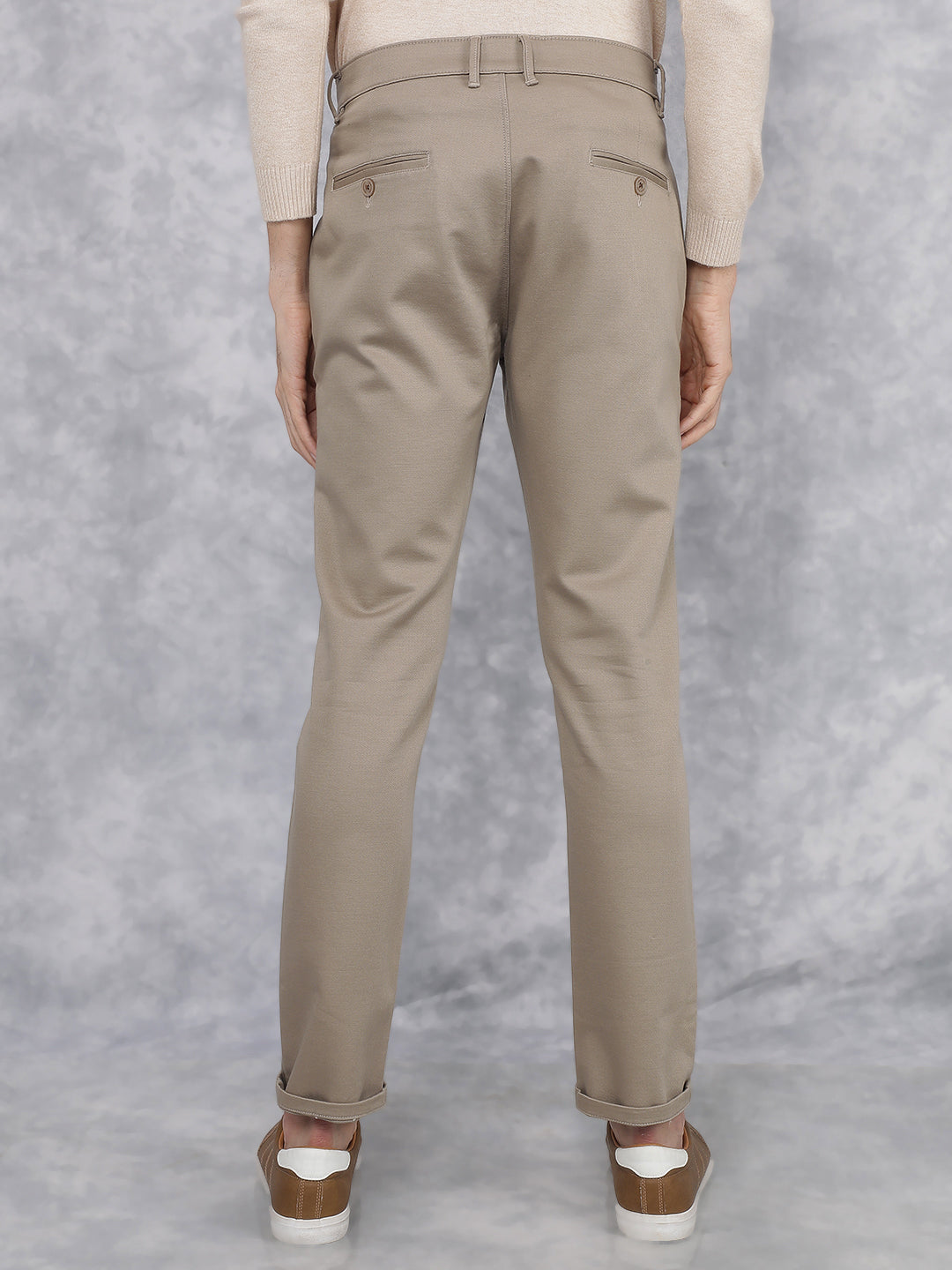 Khaki Dobby Trousers-Men Trousers-Crimsoune Club