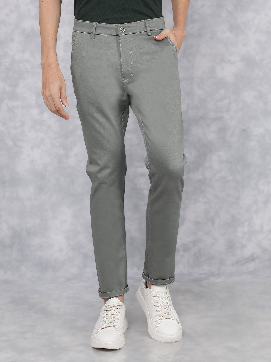 Green Dobby Trousers-Men Trousers-Crimsoune Club