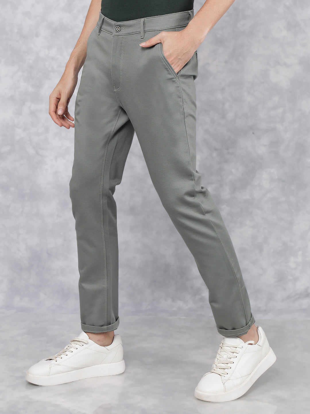 Green Dobby Trousers-Men Trousers-Crimsoune Club