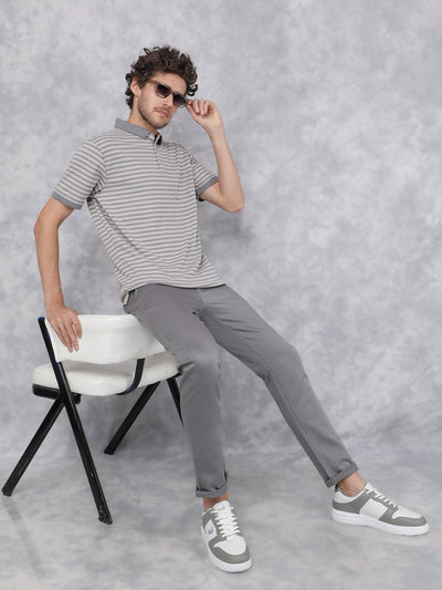 Grey Dobby Trousers-Men Trousers-Crimsoune Club