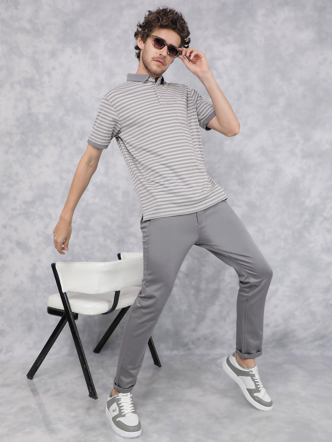 Grey Dobby Trousers-Men Trousers-Crimsoune Club