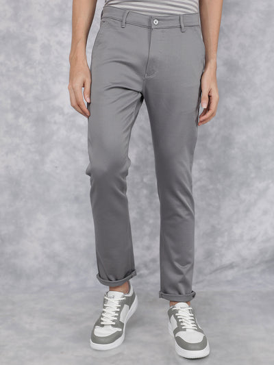 Grey Dobby Trousers-Men Trousers-Crimsoune Club