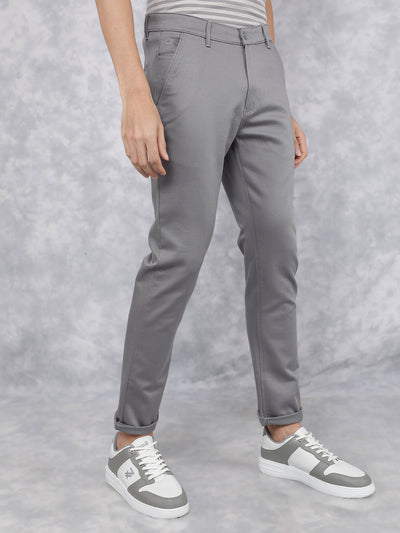 Grey Dobby Trousers-Men Trousers-Crimsoune Club