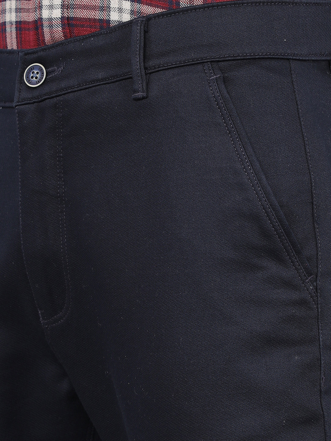 Navy Blue Dobby Trousers-Men Trousers-Crimsoune Club