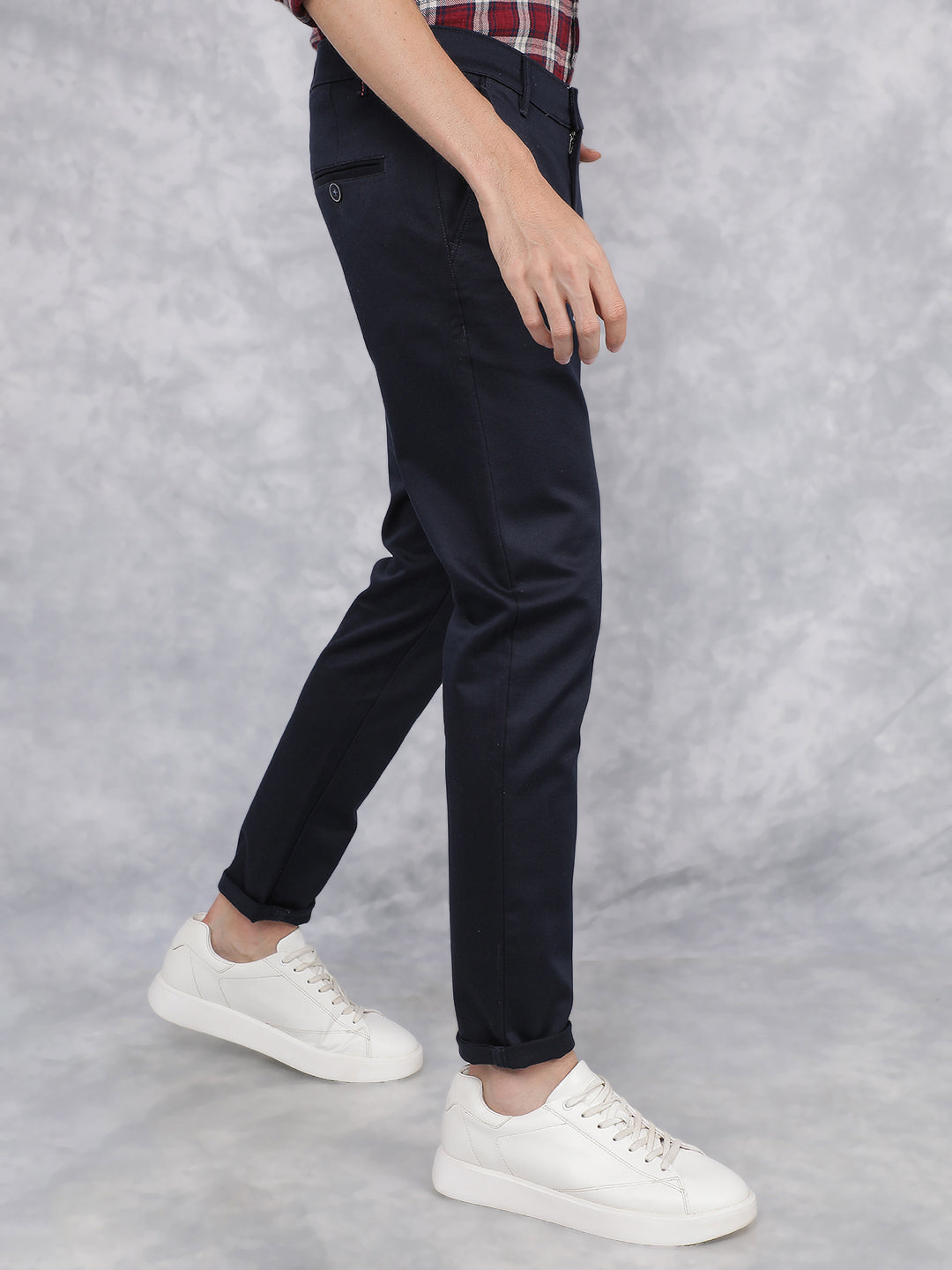 Navy Blue Dobby Trousers-Men Trousers-Crimsoune Club