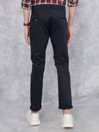 Navy Blue Dobby Trousers-Men Trousers-Crimsoune Club