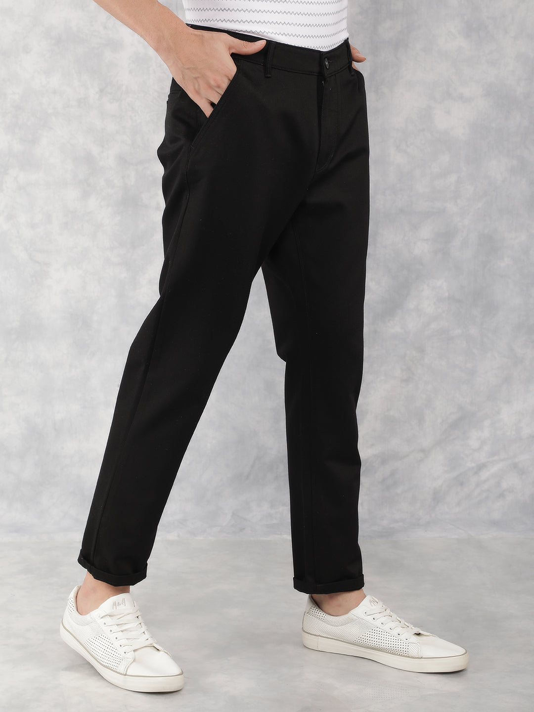 Black Dobby Trousers-Men Trousers-Crimsoune Club