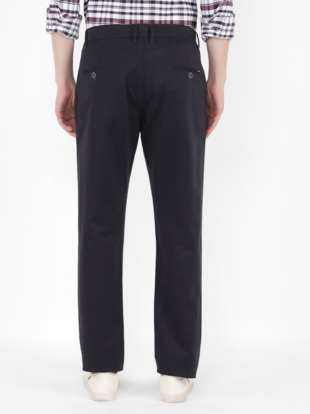 Navy Blue Textured Trousers-Men Trousers-Crimsoune Club