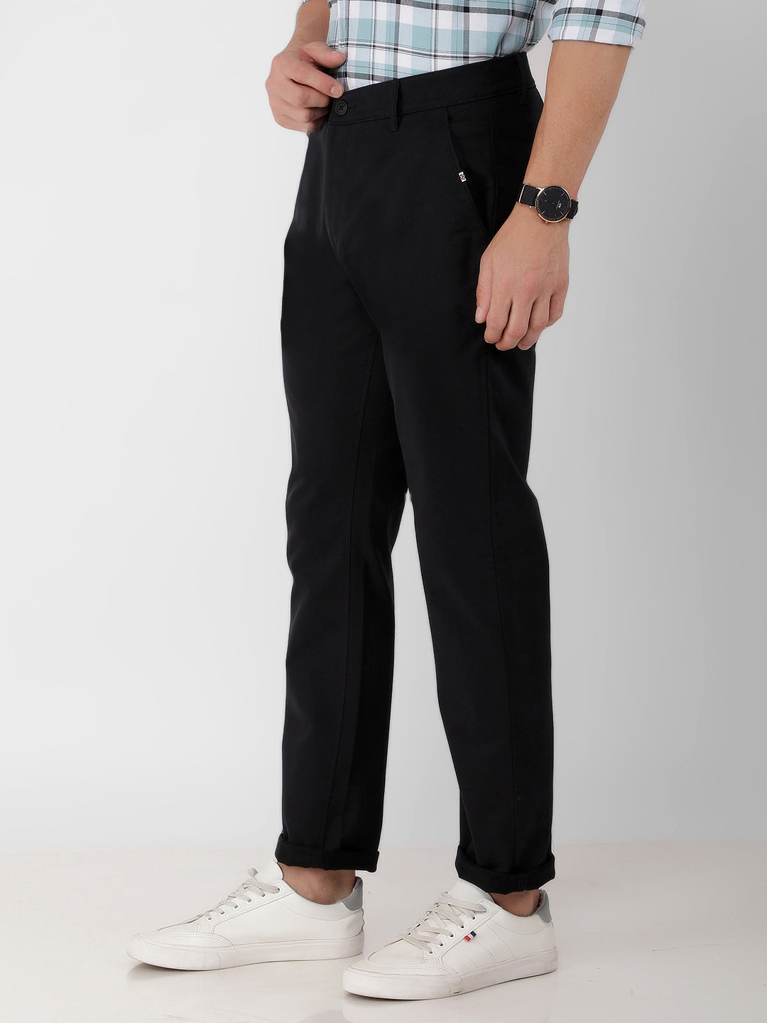 Black Textured Trousers-Men Trousers-Crimsoune Club