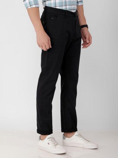 Black Textured Trousers-Men Trousers-Crimsoune Club