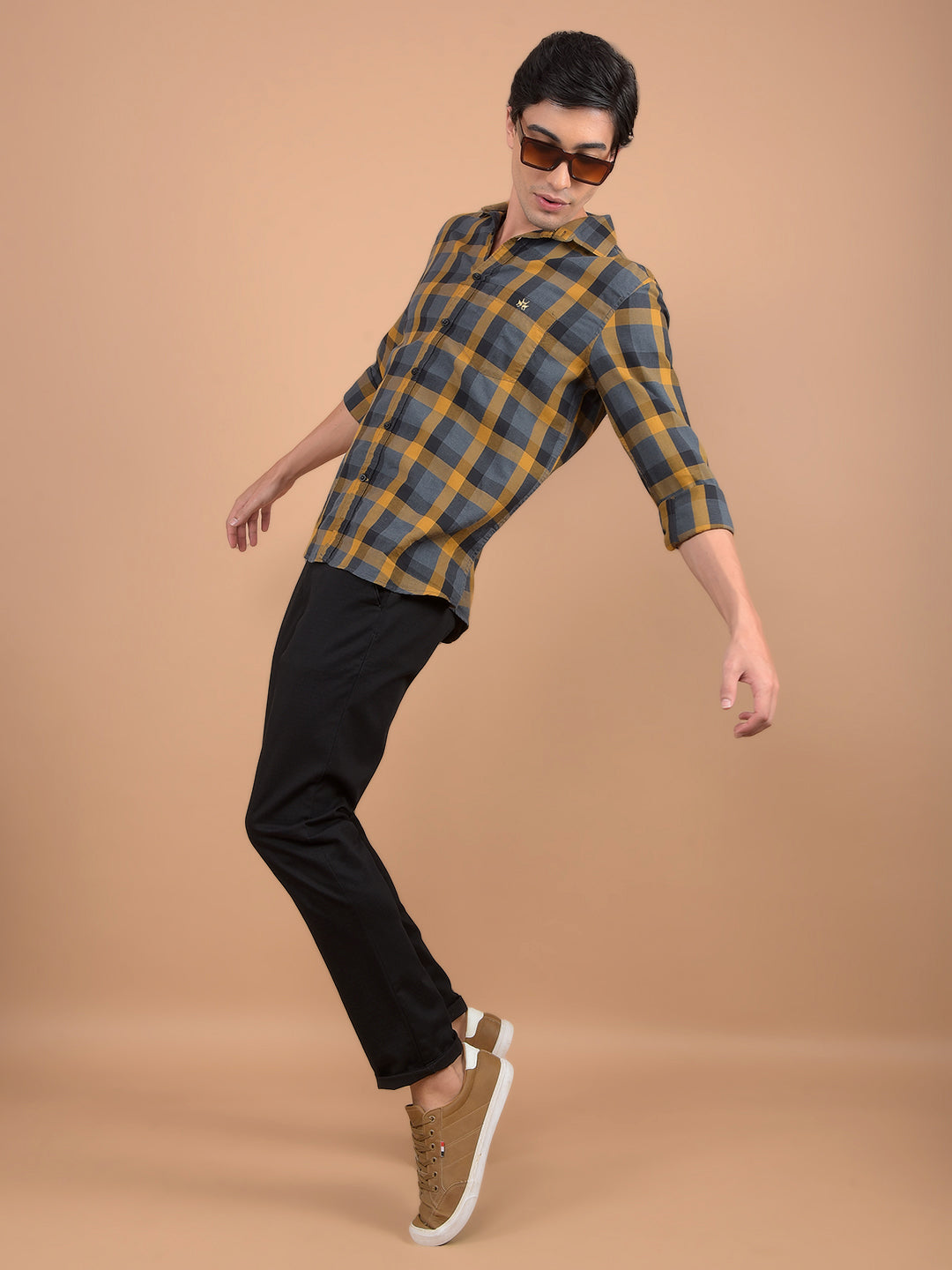 Black Checked Trousers-Men Trousers-Crimsoune Club