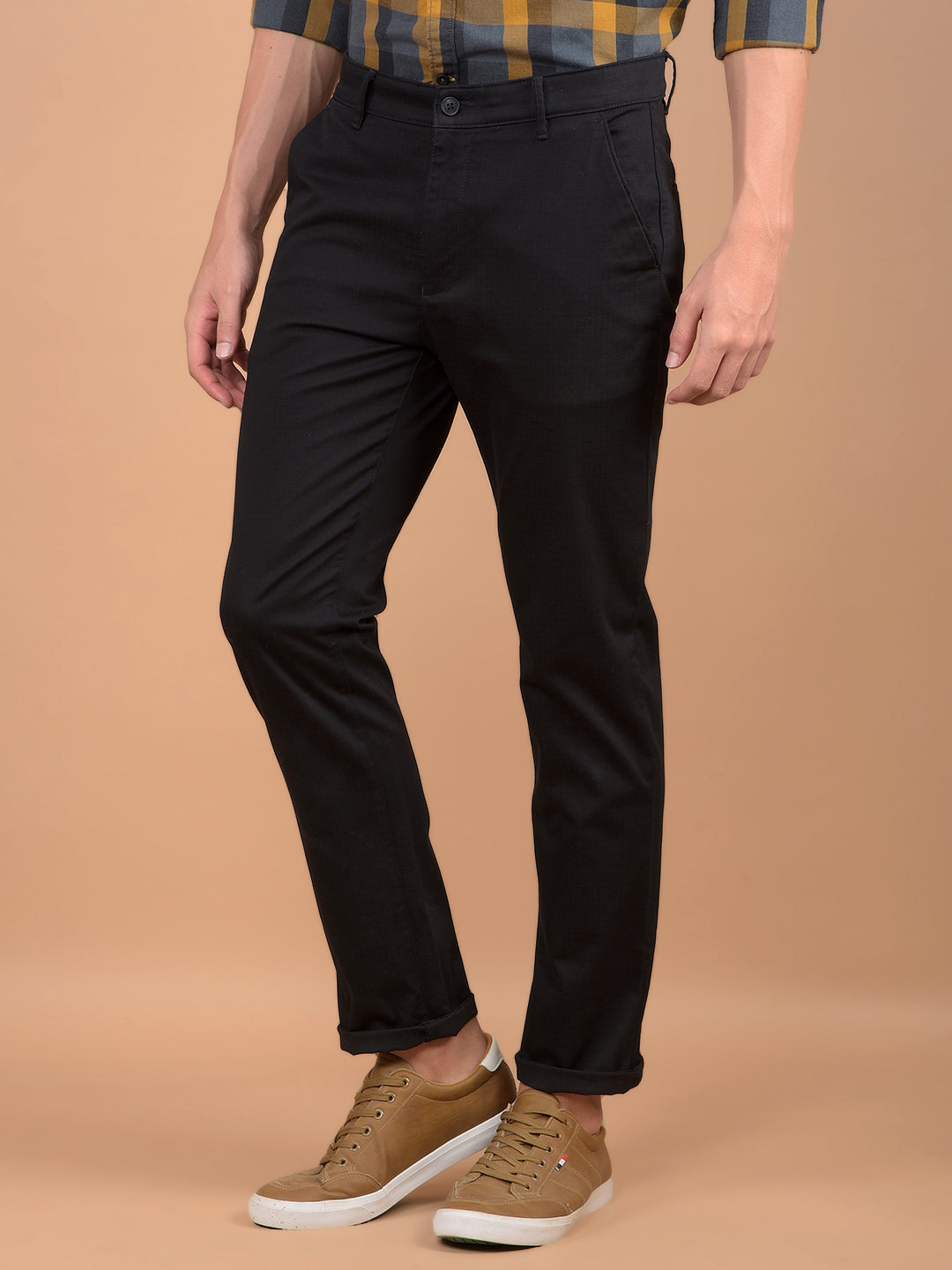 Black Checked Trousers-Men Trousers-Crimsoune Club