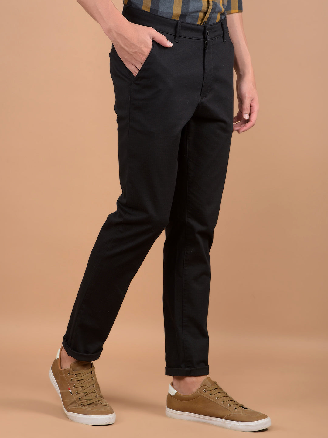 Black Checked Trousers-Men Trousers-Crimsoune Club