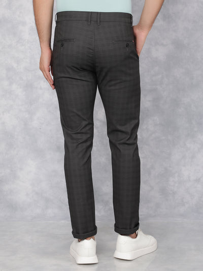 Grey Checkered Chinos Trousers-Men Trousers-Crimsoune Club