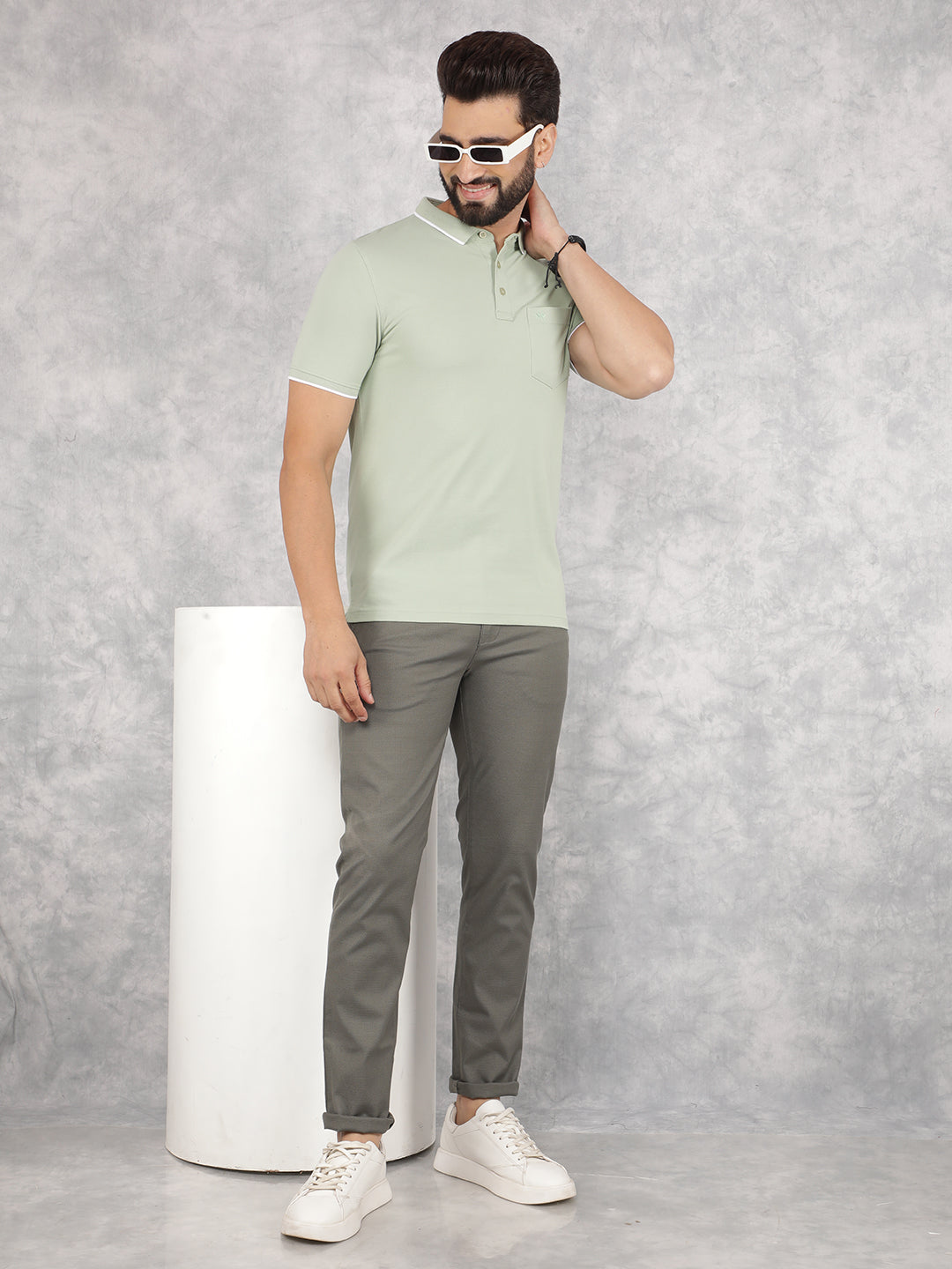 Olive Printed Chinos Trousers-Men Trousers-Crimsoune Club