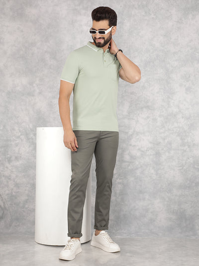 Olive Printed Chinos Trousers-Men Trousers-Crimsoune Club