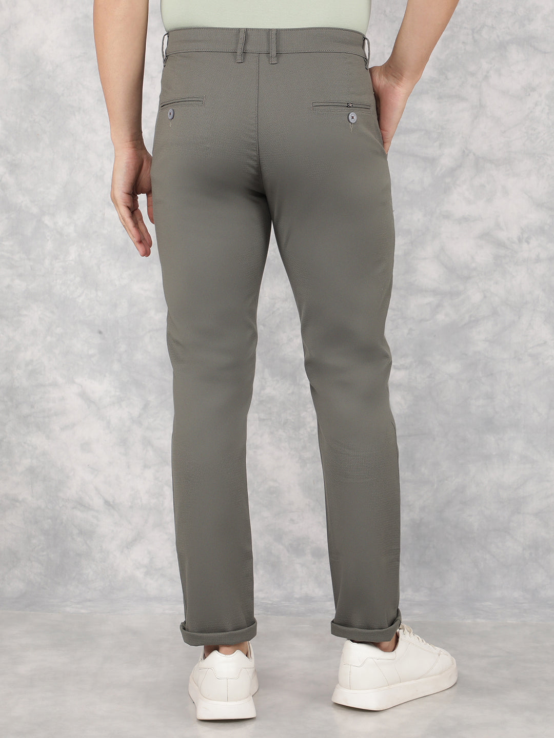 Olive Printed Chinos Trousers-Men Trousers-Crimsoune Club