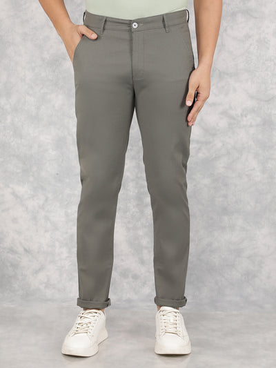 Olive Printed Chinos Trousers-Men Trousers-Crimsoune Club