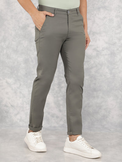 Olive Printed Chinos Trousers-Men Trousers-Crimsoune Club