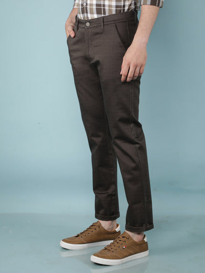 Olive Checkered Chinos Trousers-Men Trousers-Crimsoune Club