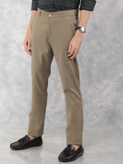 Olive Printed Chinos Trousers-Men Trousers-Crimsoune Club