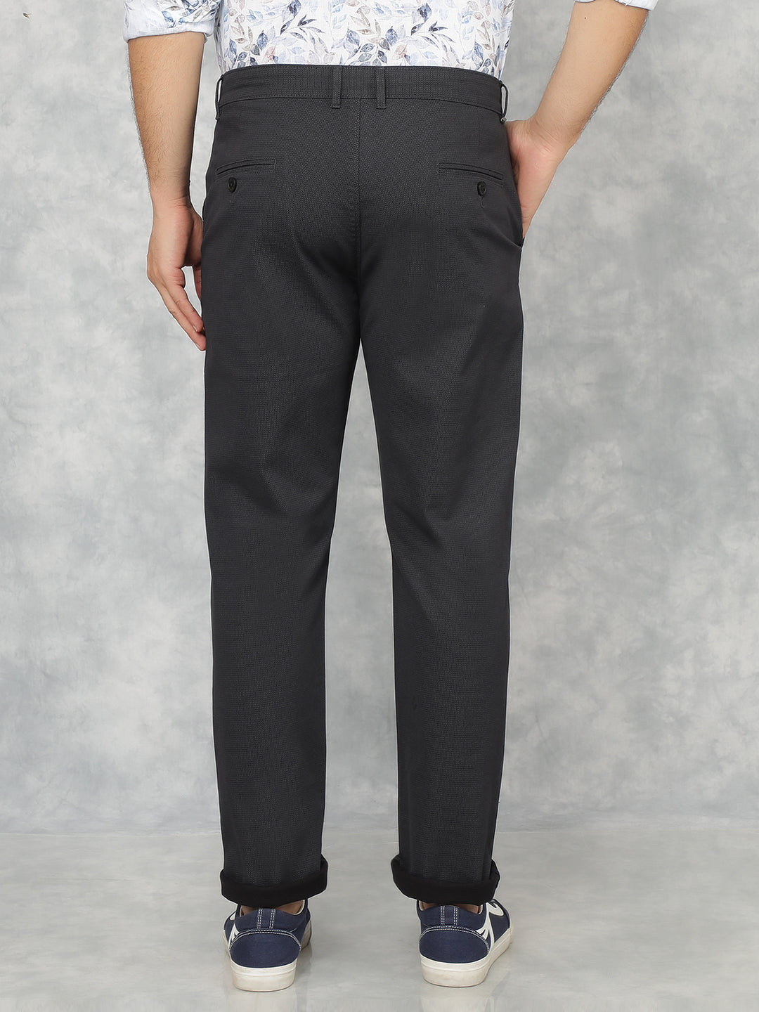 Black Printed Chinos Trousers-Men Trousers-Crimsoune Club