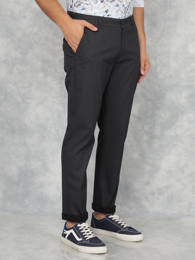 Black Printed Chinos Trousers-Men Trousers-Crimsoune Club