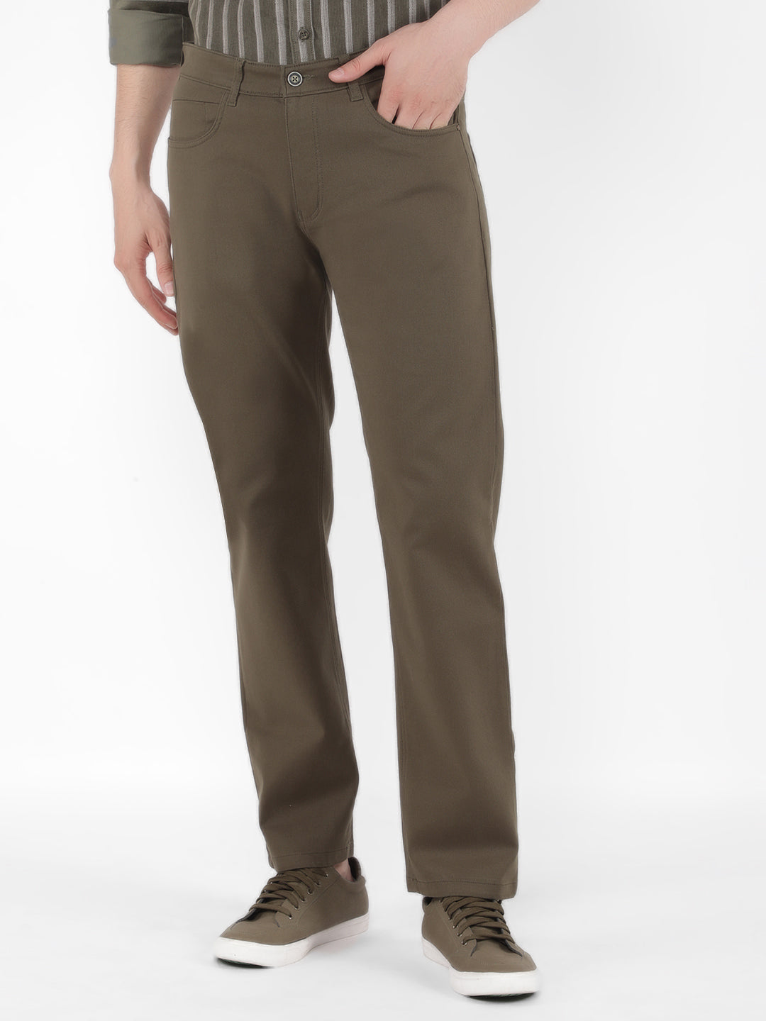 Olive Trousers-Men Trousers-Crimsoune Club