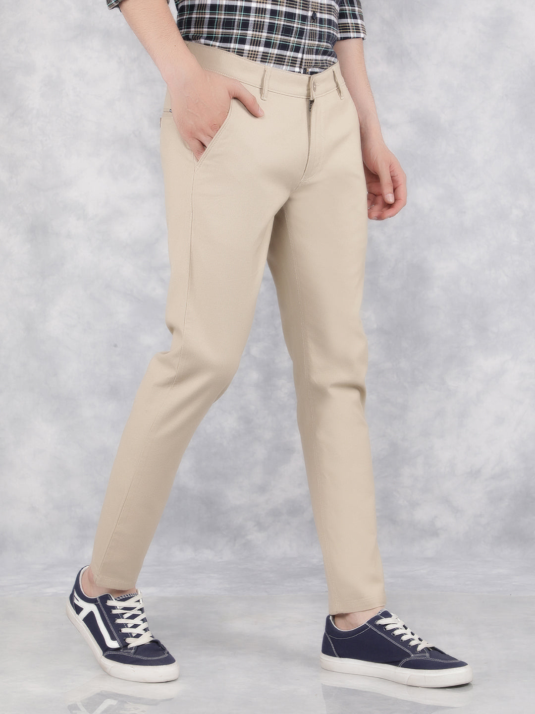 Beige Trousers-Men Trousers-Crimsoune Club