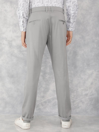 Grey Printed Chinos Trousers-Men Trousers-Crimsoune Club