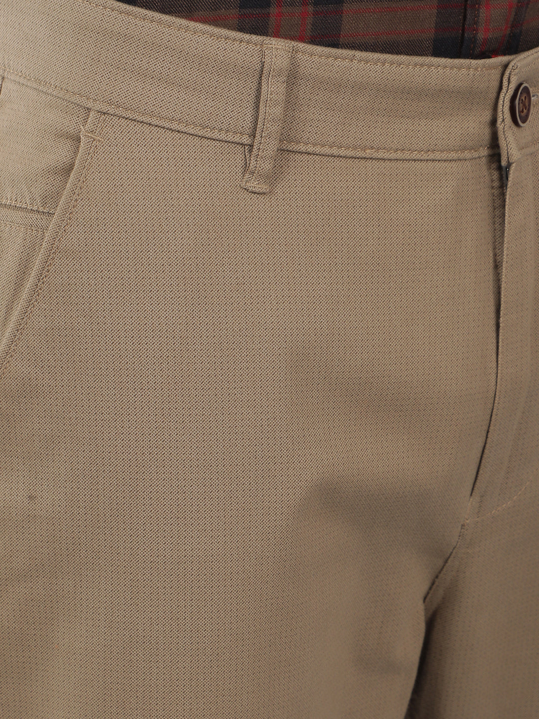 Beige Printed Chinos Trousers-Men Trousers-Crimsoune Club