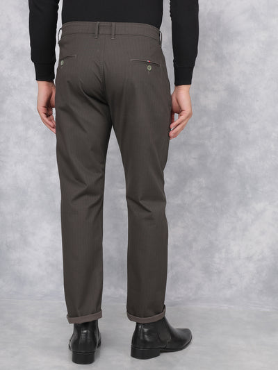 Olive Printed Chinos Trousers-Men Trousers-Crimsoune Club