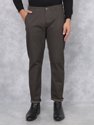 Olive Printed Chinos Trousers-Men Trousers-Crimsoune Club