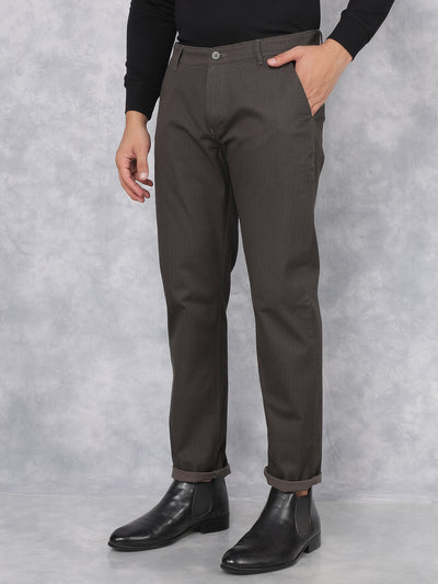 Olive Printed Chinos Trousers-Men Trousers-Crimsoune Club