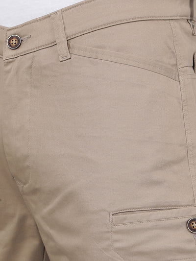 Khaki Cargo Trousers-Men Trousers-Crimsoune Club