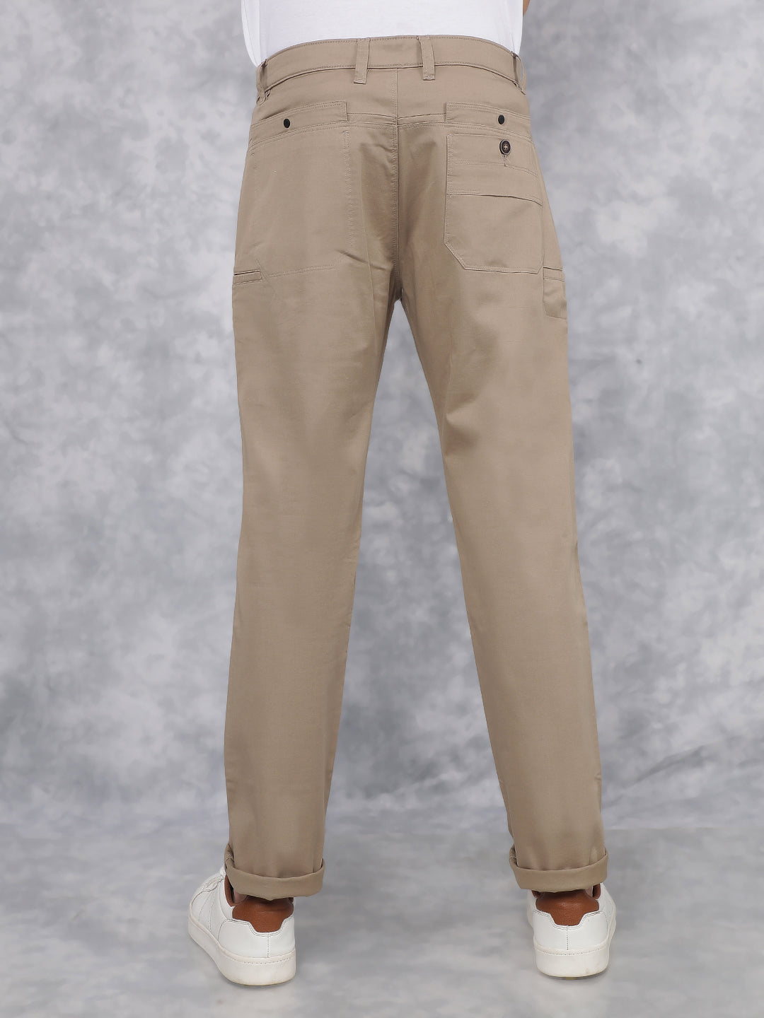 Khaki Cargo Trousers-Men Trousers-Crimsoune Club