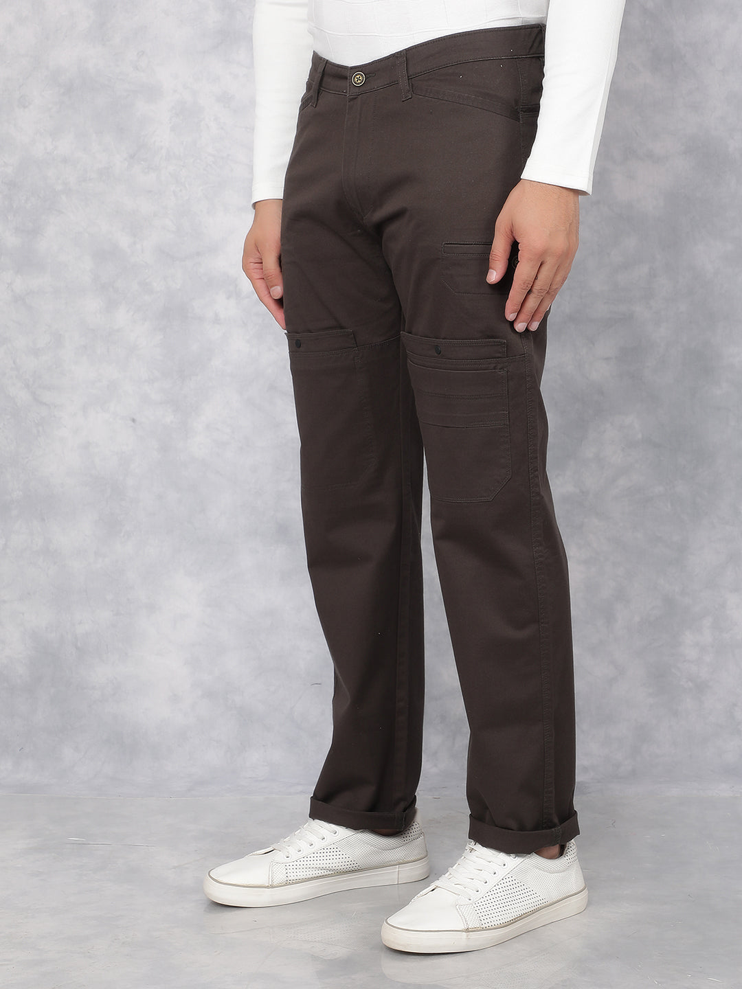 Olive Cargo Trousers-Men Trousers-Crimsoune Club