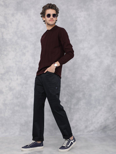 Navy Blue Cargo Trousers-Men Trousers-Crimsoune Club