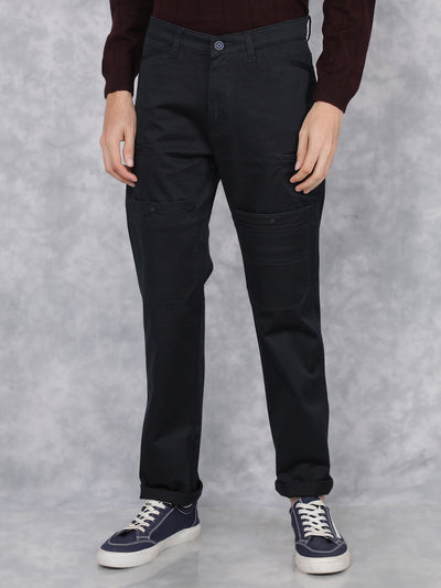 Navy Blue Cargo Trousers-Men Trousers-Crimsoune Club